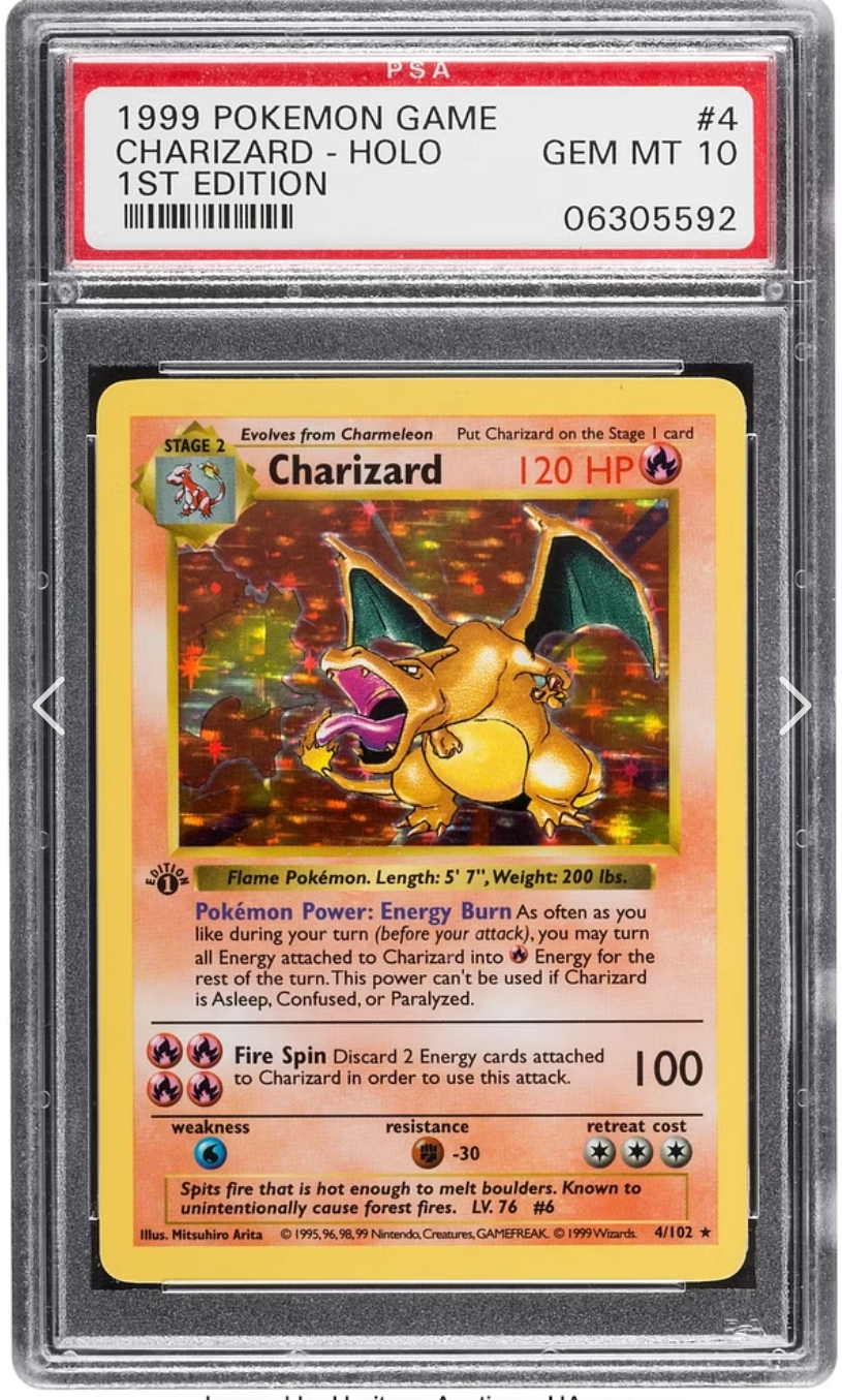1999 Pokmon Game Charizard Holo PSA slab